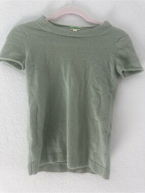 J. Crew XXS Mint Green 100% Cashmere Classic Fall Casual Crewneck Knit Sweater